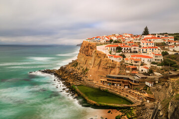 Long exposure of the coastal town of Azenhas Do Mar on the Portugal coast