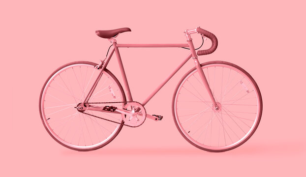 Modern Bicycle On Pink Background