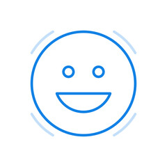 Smiling emoticon vector line icon. Happy round character with emotional sensual facial expression.