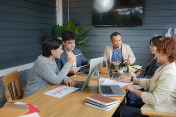 Candid of people office meeting.