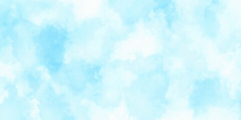 Fototapeta premium Light sky blue shades watercolor background. Aquarelle paint paper textured canvas for design with the sunlight passing, creating a miraculous abstract shape, vector illustrator.