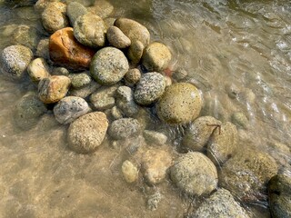 pebbles and water