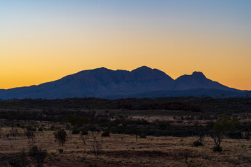 View of Mount Sonder at sunset, Central Australia.