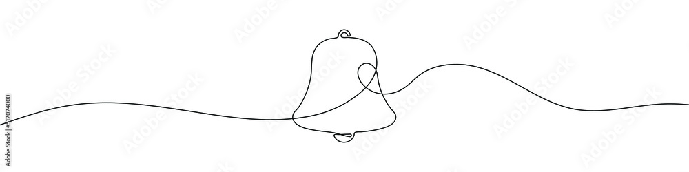 Poster linear background of bell. one continuous line drawing of a bell. vector illustration. bell icon iso
