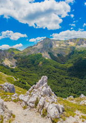 Fototapeta na wymiar Rieti (Italy) - The summit of Monte di Cambio, beside Terminillo, during the spring. Over 2000 meters, Monte di Cambio is one of hightest peak in Monti Reatini montain range, Apennine.