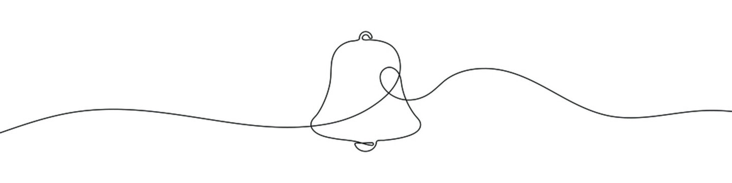 recommend clip art: Linear background of bell. One continuous line drawing of a bell. Vector illustration. Bell icon isolated