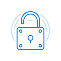 Open padlock vector line icon. Poor protection and easy system hacking simple security system.