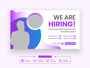 We are hiring job vacancy Webinar, Or  Promotional Online Seminar Web Banner Template Design