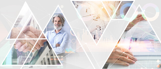 Creative business collage on light background