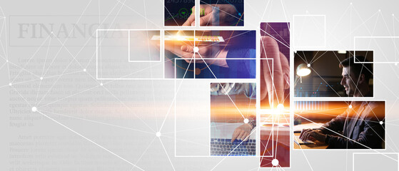 Creative business collage on light background