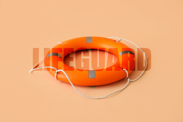 Obraz premium Lifebuoy ring on orange background