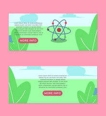 Chemistry Particle Flat Illustration Banner Set Design Template