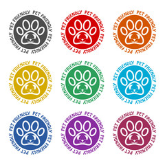  Pet friendly icon isolated on white background. Set icons colorful