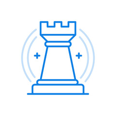 Chess rook vector line icon. Strategic game with logical principle.