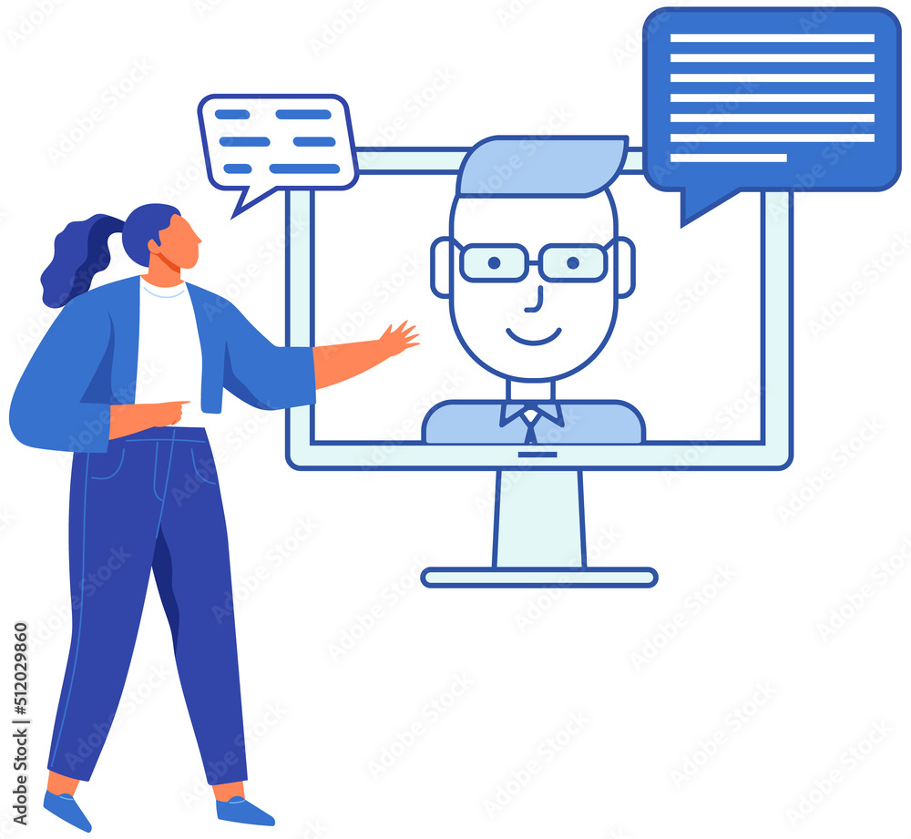Aufkleber remote comunication program for computer. distance chatting, internet video call chat on monitor. we