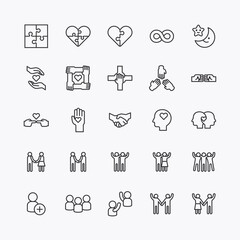 freindship logo flat line icons set. social friend icon. simple design vector