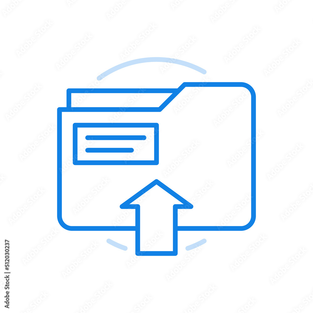 Poster filling folder with documents vector line icon. open folder with collected organization files sheets