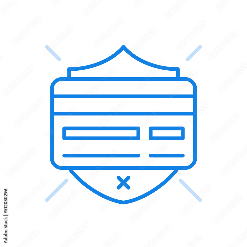 Poster credit card protection vector line icon. secure payments and transactions with epurchases.