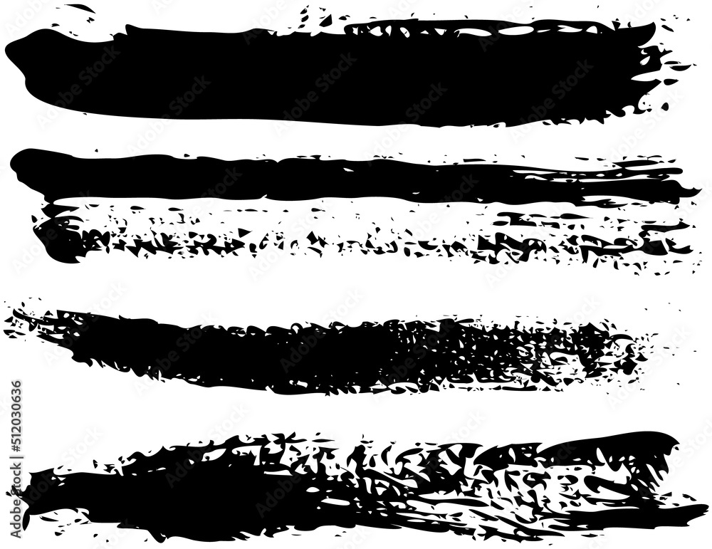 Poster set of different abstract shapes, smears and prints. black design elements isolated on white backgro