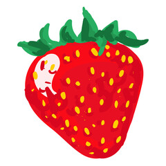 Vector Colorful Illustration of Strawberry Isolated on White Background