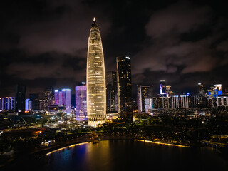 Obraz premium Aerial view of night landscape in Shenzhen city,China