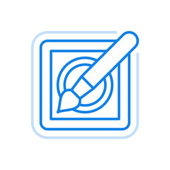 Art online design vector line icon. Brush lying on square stand.