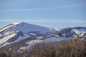 landscape with snow covered mountains