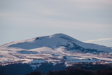 landscape with snow covered mountains