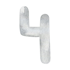 Watercolor illustration collection of black and white numbers from 1 to 0. Hand painted watercolour drawing on white background, watercolor isolated elements for creative invitation, card, design, sti