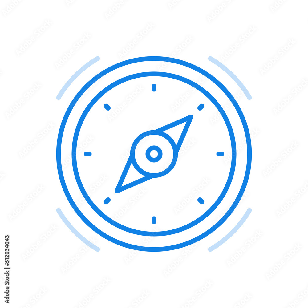 Poster compass vector line icon. device for mobile navigation and travel.
