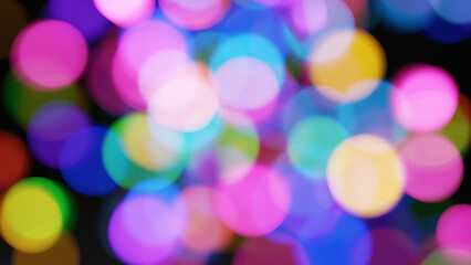 黒い背景にカラフルな光。ぼやけた光。