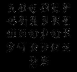 Diamond font isolated on white background. 3D rendered alphabet.