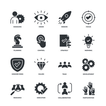 Business Management vector icons set, modern solid symbol collection, filled style pictogram pack. Signs, logo illustration.