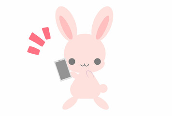 スマホを活用するイラスト　うさぎ ベクター