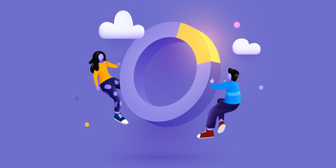 Fototapeta premium People interacting with charts and analysing statistics.