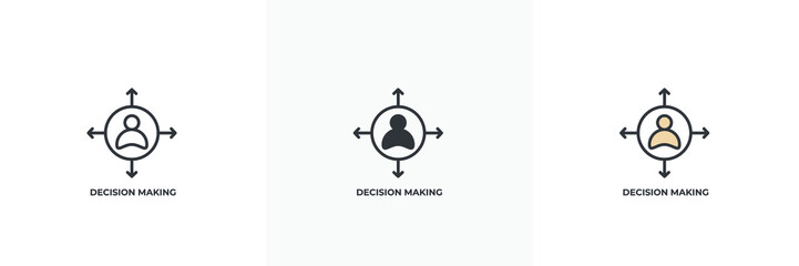 decision making icon. Line, solid and filled outline colorful version, outline and filled vector sign. Idea Symbol, logo illustration. Vector graphics