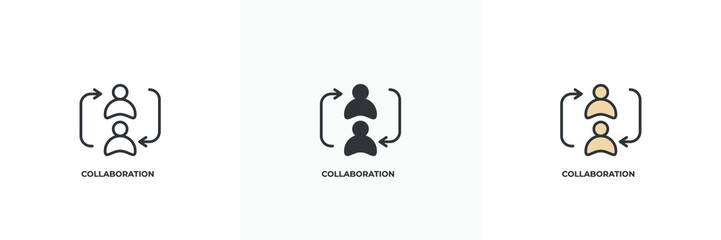 Fototapeta premium collaboration icon. Line, solid and filled outline colorful version, outline and filled vector sign. Idea Symbol, logo illustration. Vector graphics