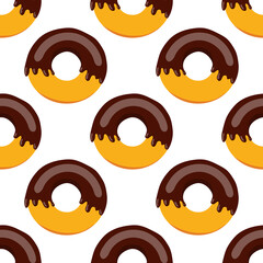 seamless chocolate donut pattern with chocolate icing. vector illustration on a white background