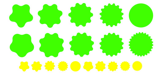 
A set of beautiful green and yellow stickers on a white background. Simple flat labels, stickers for price, promo, quality, sale.
