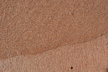 Soft sea wave on the sand beach, top view