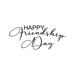Happy friendship day handwritten lettering. Vector calligraphy with heart brush texture on white background. Vector illustration template design.