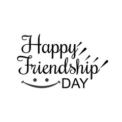 Happy friendship day handwritten lettering. Vector calligraphy with heart brush texture on white background. Vector illustration template design.