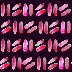 Watercolor seamless pattern with squares, abstract, circles, triangles, stripes, strokes, hand drawn, isolated on different backgrounds