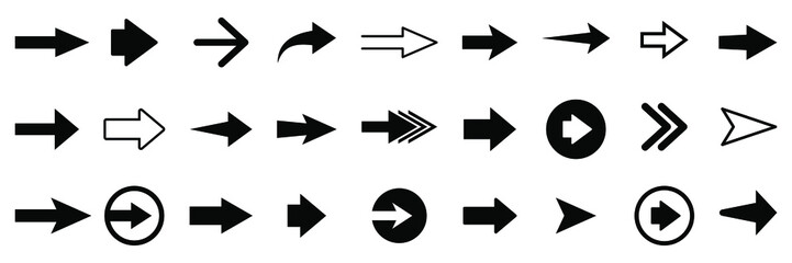 Set of vector arrow icons. Collection of pointers.