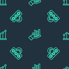 Set line Pie chart infographic, Password protection and on seamless pattern. Vector