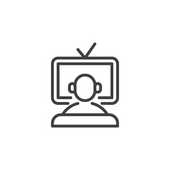 Naklejka premium Watching tv line icon