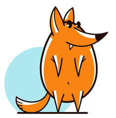 Funny cartoon fox flat vector illustration isolated on white, wildlife animal humorous drawing.