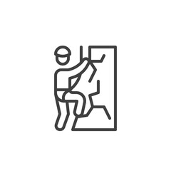 Rock climbing line icon