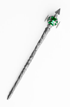 silver magic staff isolated on white background