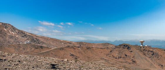Fototapeta na wymiar Wide panorama with astronomical observatories in Sierra Nevada